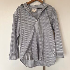 abercrombie oversized poplin shirt blue stripe
